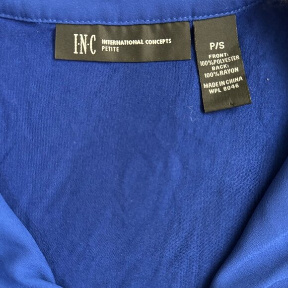 INC international concepts Petite Blue Button-Front Blouse P/S Top women - Picture 5 of 7